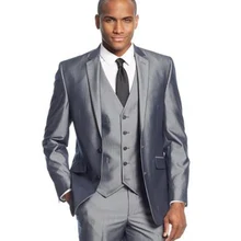 New Design Business Formal Men Suits 2017 Notched Lapel Two Button Three Piece Custom Made Groom Tuxedos (Jacket + Pants + Vest)