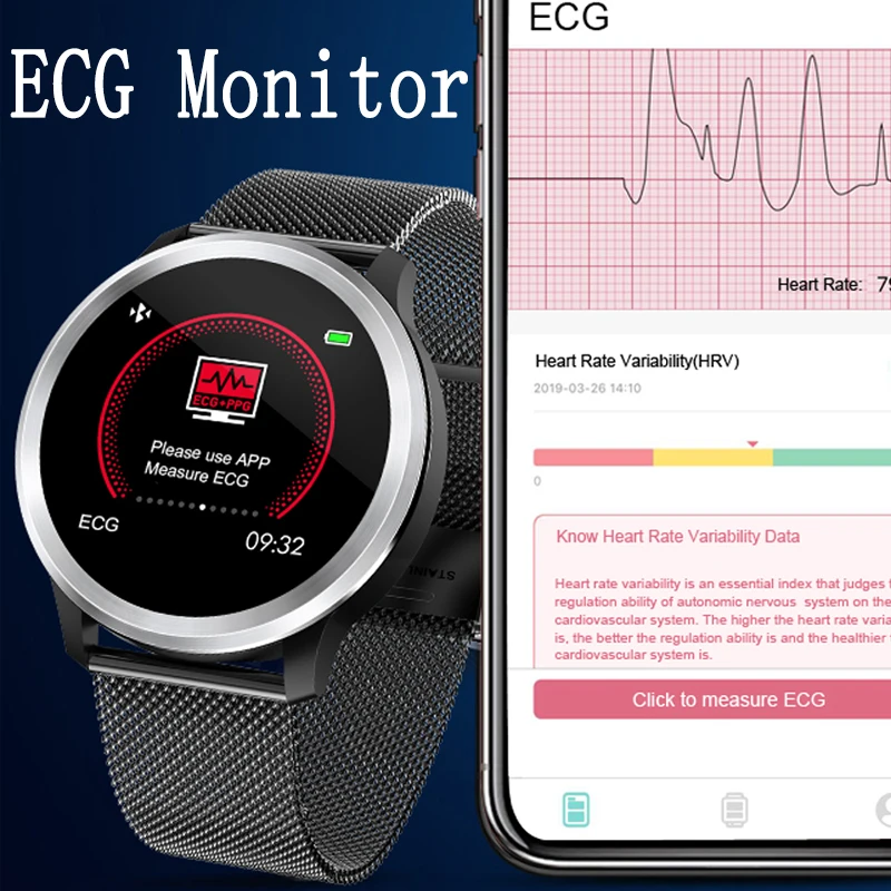 

ECG PPG Monitor Smart Bracelet Fitness Tracker IP68 Waterproof Smart Band HRV Blood Pressure Oxygen Heart Rate Smart Wristband