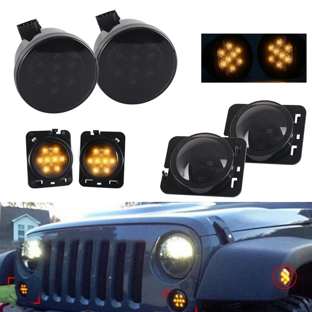 Buy Amber Color Lights For Jeep Wrangler Smoked Front