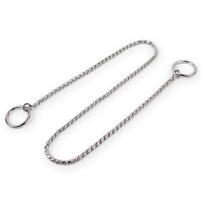 6 Sizes Dog Leash Silver Color Durable Outdoor Walking Training Snake Chain Dog Collar (11)