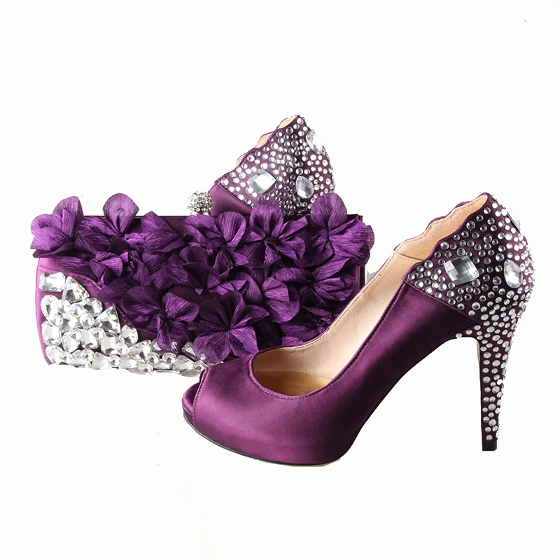 La Mariée Plate Ensemble forme Chaussures Femmes fuchsia Strass Marine Pétale blue Bs010 Bleu De Taille Pompes Robe Des Mariage Avec Red Assorti Sac Plus purple Africain black silver white peach qOR6Pwz