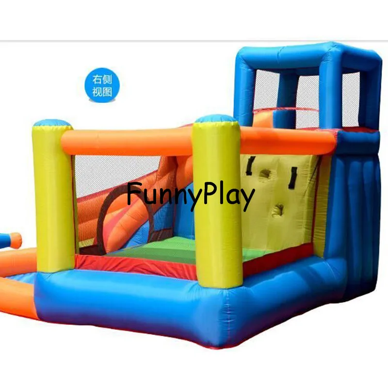 Крытая игровая площадка для детей с бесплатной CE воздуходувкой, надувной мини батут горка, прыжки замок с горкой и бассейн