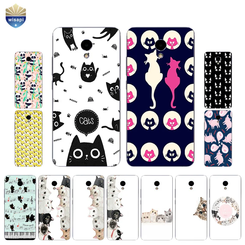 

For Meizu M1 M2 M3 M5 M6 Note Phone Case For Meilan M3 Note Pro Shell For Meizu M3 MAX Cover Soft TPU Cats Family Design Painted