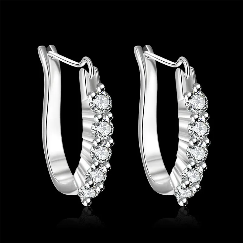 

2016 Hot Silver small hoop earrings with AAA Zircon Fashion Wedding Gifts Top quality E312