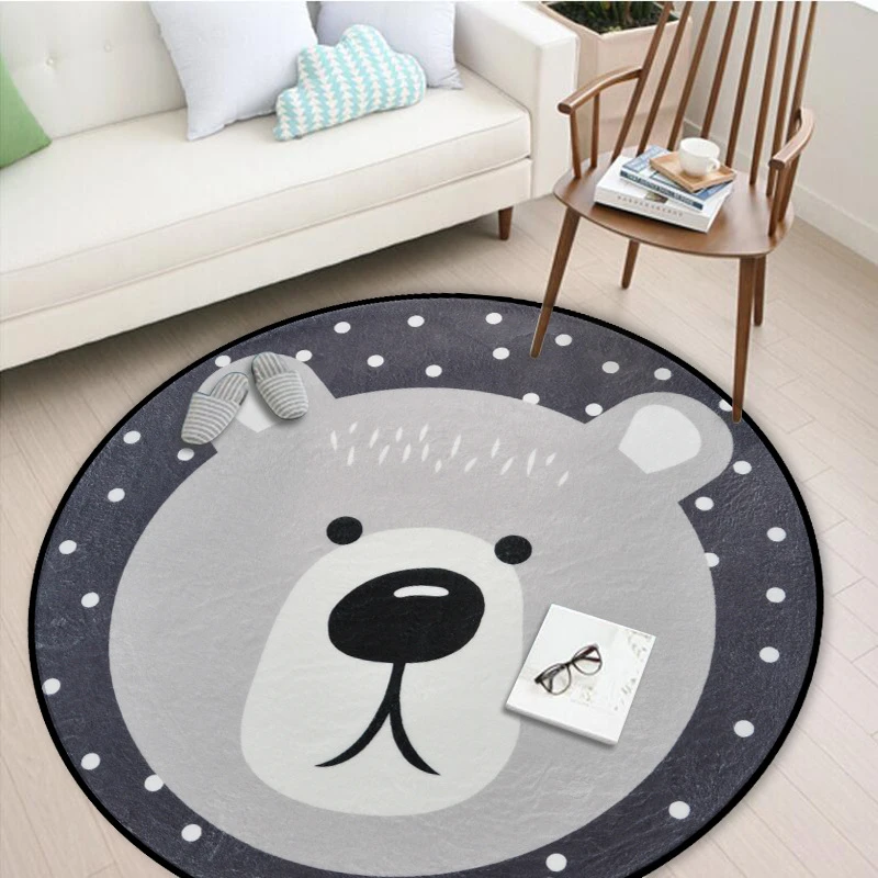 Weiss Grau Cartoon Tiere Bar Panda Runde Tapete Fur Wohnzimmer Schlafzimmer Wohnkultur Teppich Teppich Kinder Kinder Weichen Spielen Matte Rug Aliexpress