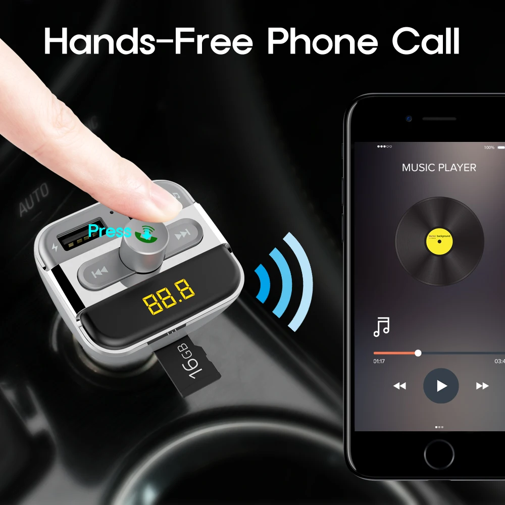 Автомобильный MP3 плеер ALLSOME Bluetooth FM модулятор радио передатчик поддержка флеш