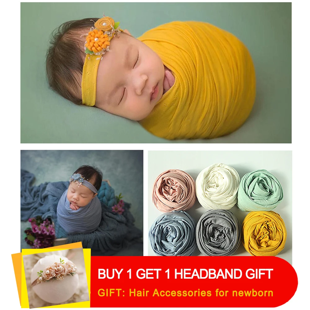 

Don&Judy 45*160 cm Stretch Wraps Newborn Photography Props Baby Photo Shoot Accessories Photograph For Studio with Free Headband