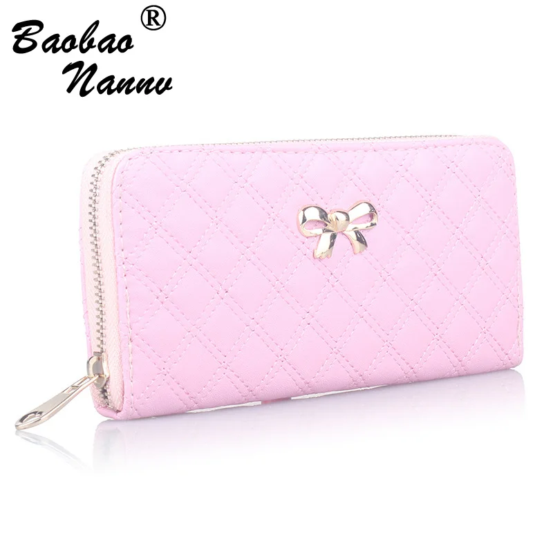 Women Wallets Fashion Durable Purse Bow Wallet Female Card Holders Cellphone Pocket PU Leather Cute Solid Women Money Bag Clutch 2