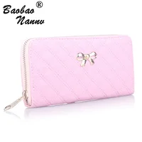 Women Wallets Fashion Durable Purse Bow Wallet Female Card Holders Cellphone Pocket PU Leather Cute Solid Women Money Bag Clutch 2