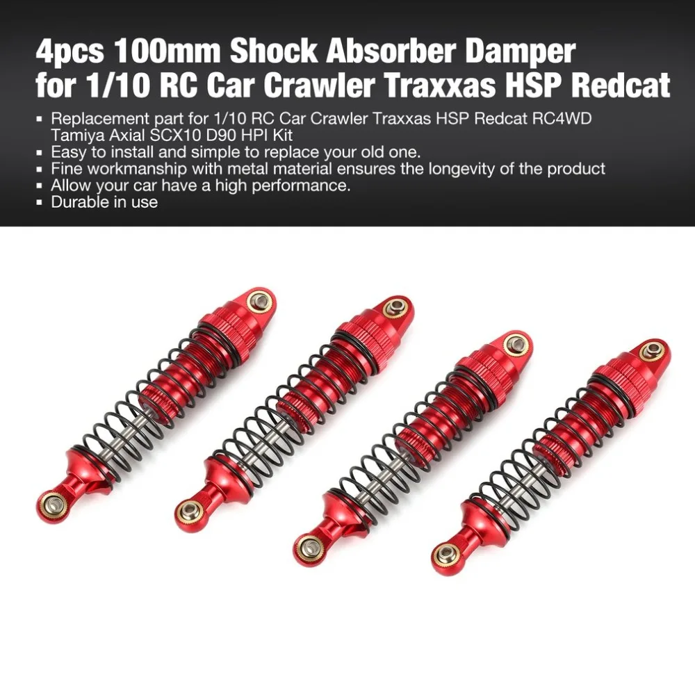 

4pcs 100mm Shock Absorber Damper Suspension for 1/10 RC Car Crawler Toy HSP Redcat RC4WD Tamiya Axial SCX10 D90 HPI Kit fz