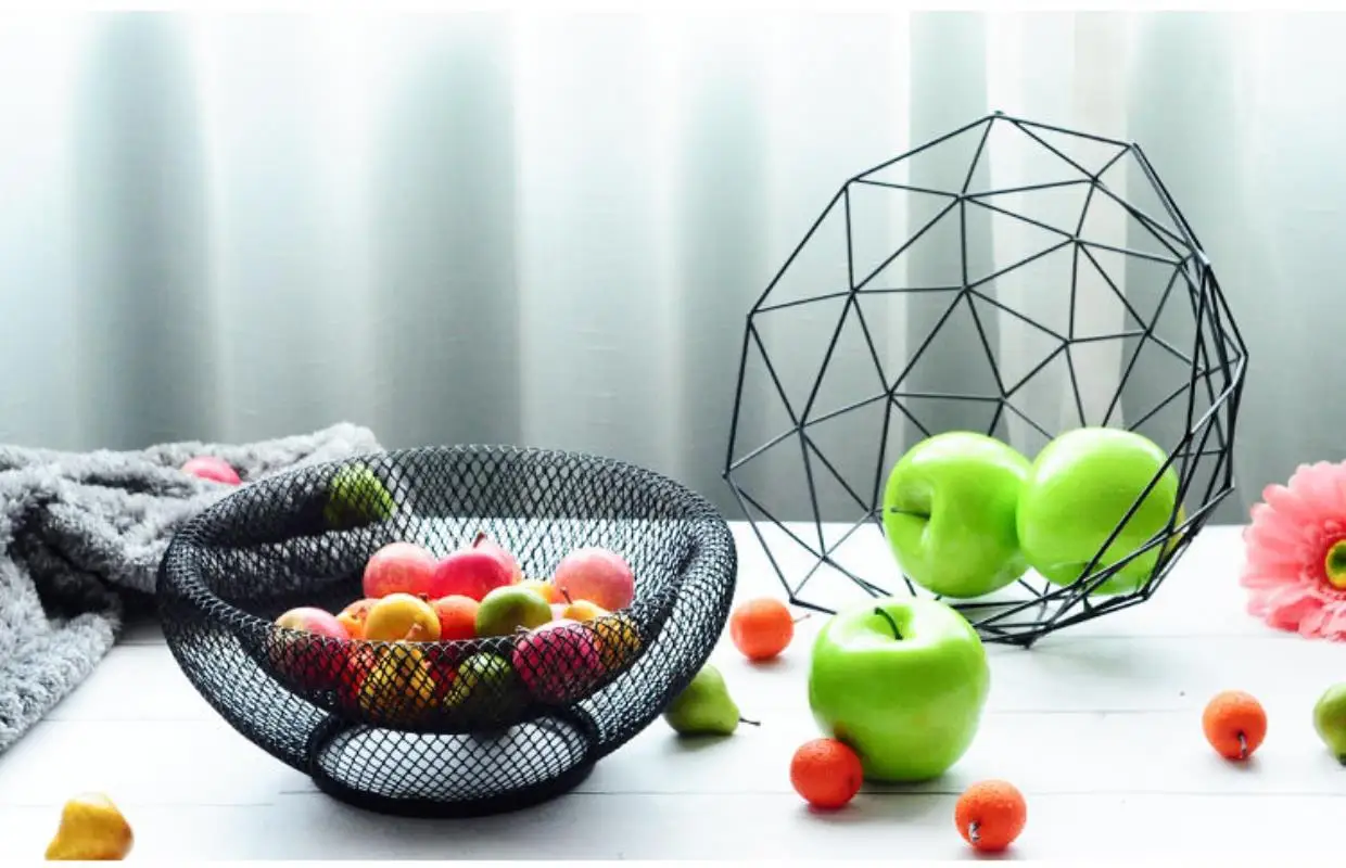 Nordic creative wrought iron fruit plate modern minimalist fruit basket living room home snack storage basket dried fruit fruit