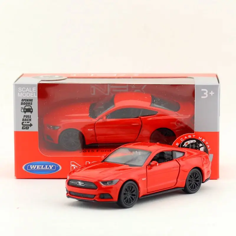 FORD MUSTANG GT 2015 MODEL CAR 1:38 SCALE WHITE SPORTS WELLY NEX NEW SHAPE K8 