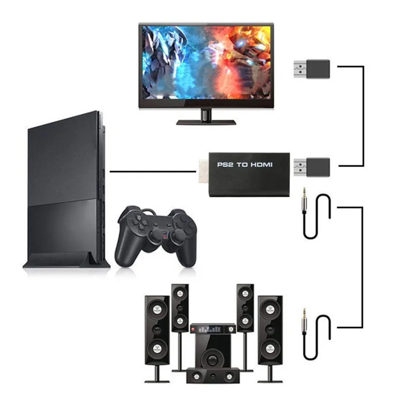 Для PS2 к HDMI 480i/480 p/576i аудио видео конвертер адаптер с 3 5 мм аудиовыход поддерживает