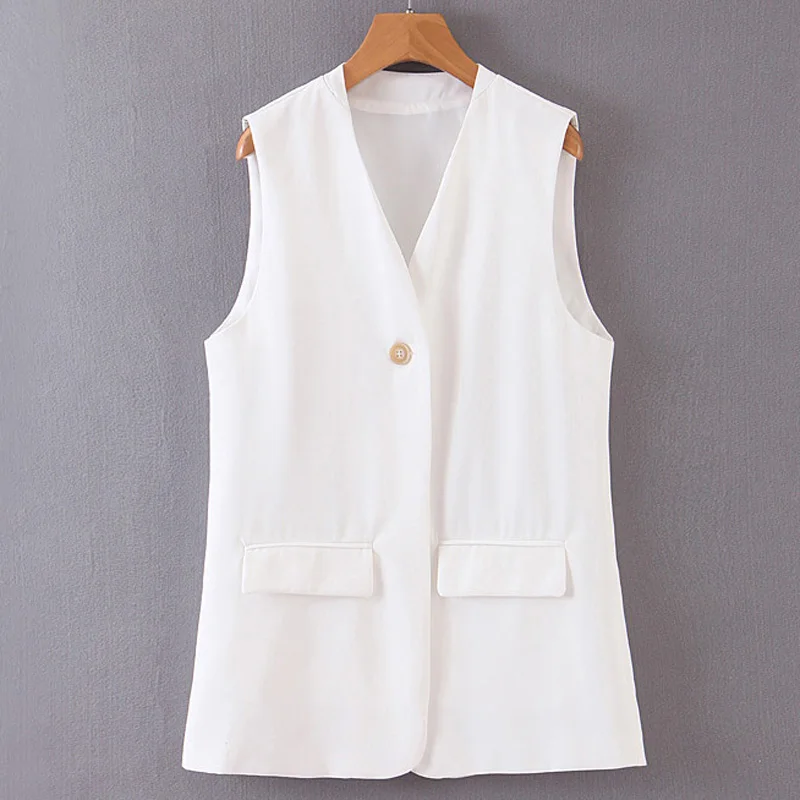 

Fandy Lokar Solid Vests Women Fashion Pockets Sleeveless Vest Women Elegant Buttons Vests Female Ladies GV