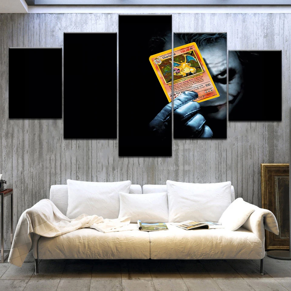 Us 5 59 43 Off 5 Pcs Canvas Painting Poker Magic Heath Ledger Clown Hd Digital Print Home Decor Wall Art Backdrop Picture Living Room Artwork In