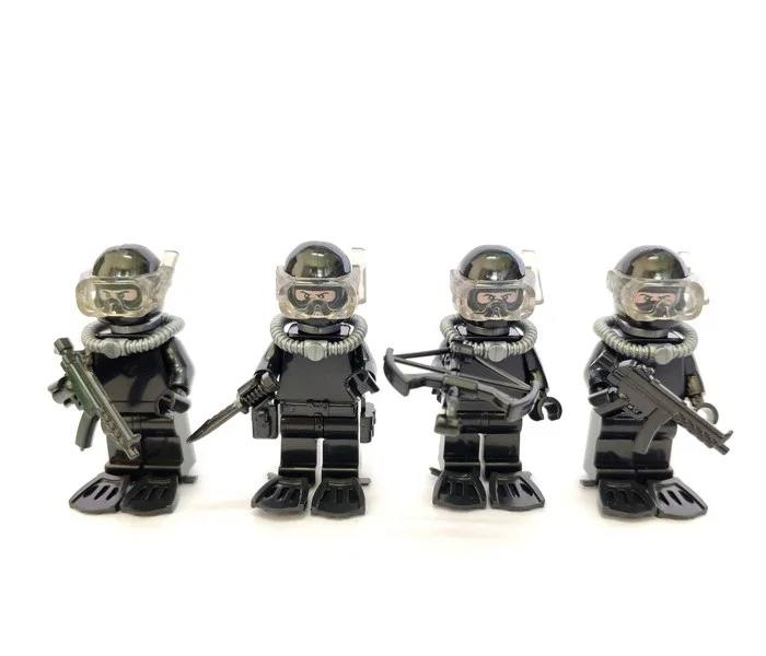 4 шт. Frogman SDU спецназ военный пистолет оружие городская полиция части playmobil Мини фигурки строительный игрушечный конструктор