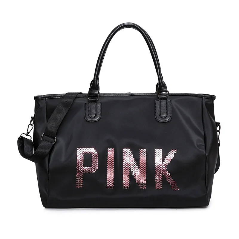 Новинка, розовая спортивная сумка для женщин, для фитнеса, плавания, путешествий, сумка для багажа, сумка через плечо, для улицы, спортивная сумка, сумка для йоги - Цвет: black L