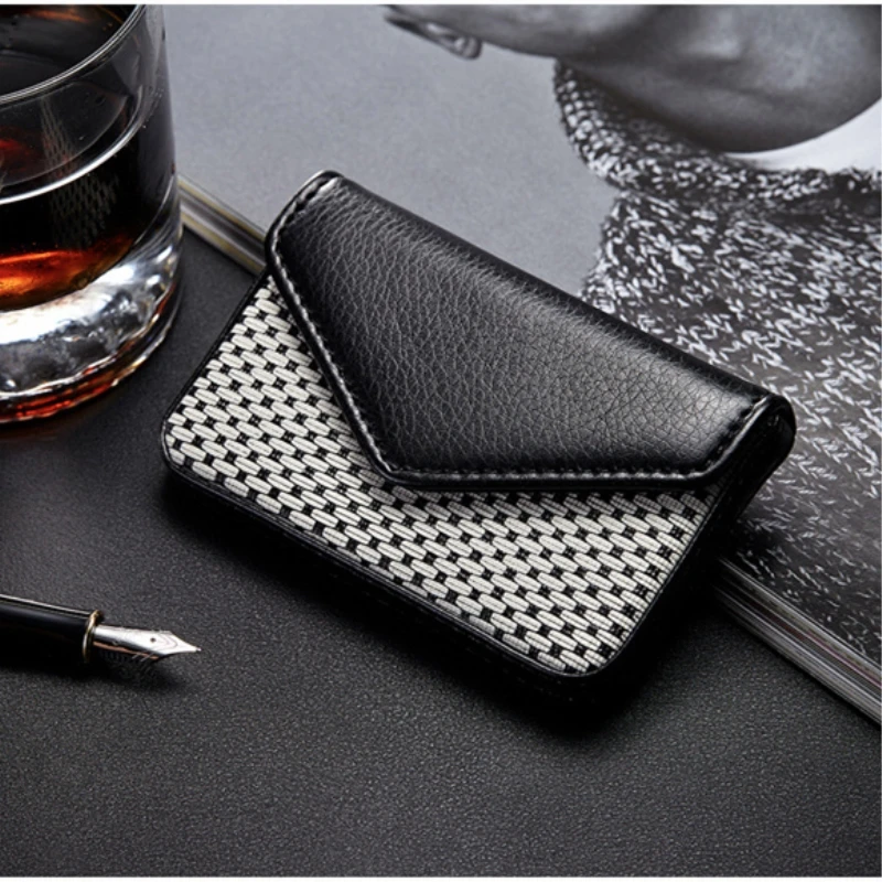 Big Capacity Stitching Lichi lines Magnet button Business name card credit holder PU Leather cardcase Wallet Box case 1 PC | Багаж и сумки
