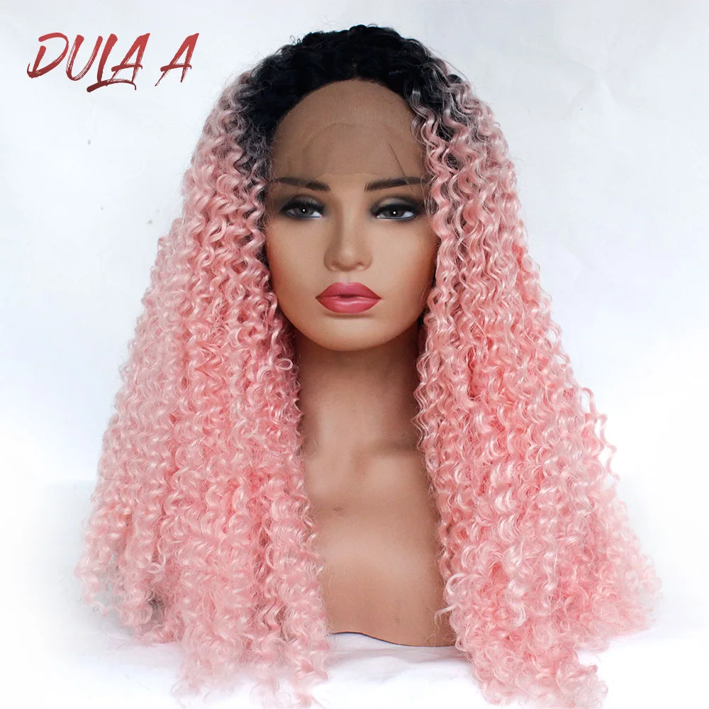 Mixed Pink Synthetic Lace Front Wig Long Wavy Ombre Pink Wigs for Women