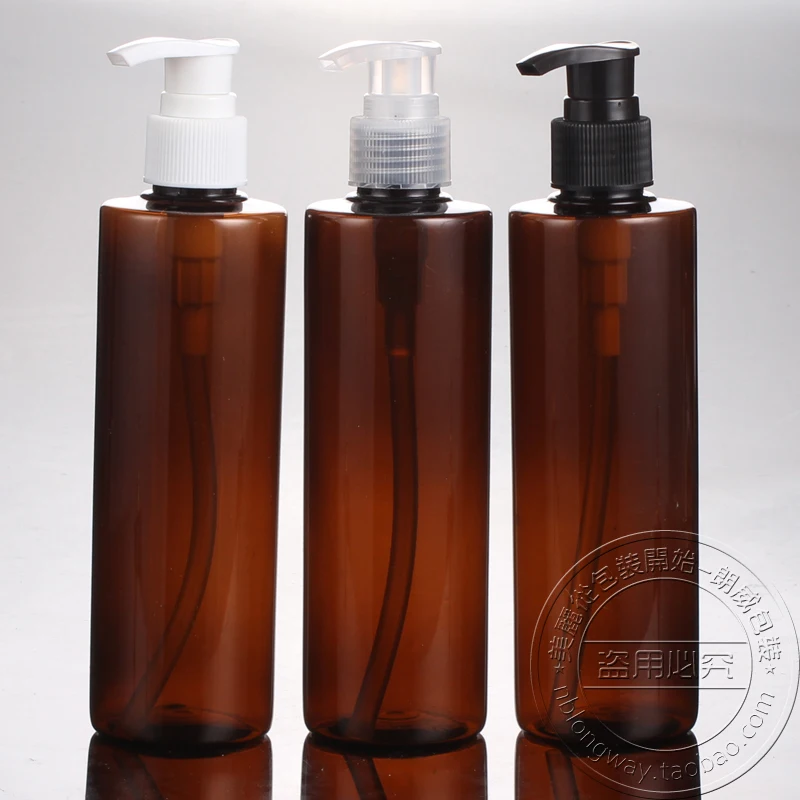 Wholesale 250ml Round Brown Lotion Plastic Cosmetic Lotion Bottlesin