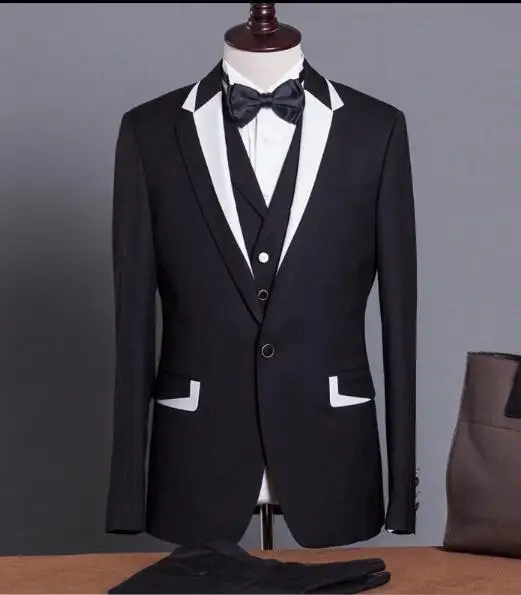 Hot 2017 Groom Tuxedos Best Man Groomsmen Men Wedding Suits Notch Hot 2017 Groom Tuxedos Best Man Groomsmen Men Wedding Suits Notch Lapel Performance Suit Black White Jacket Pants Tie Vest In From S Clothing