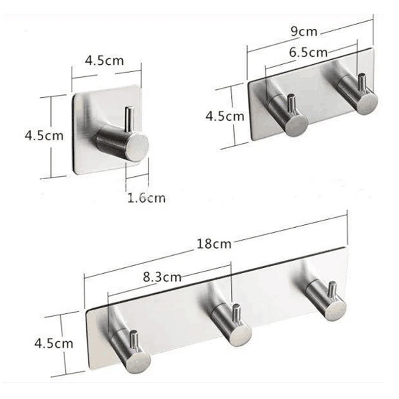 Многофункциональные крючки, наклейки на стену, вязанные крючком вешалки для ключей, 304, высший сорт, нержавеющая сталь, кухонная дверь, ванная комната, домашние присоски