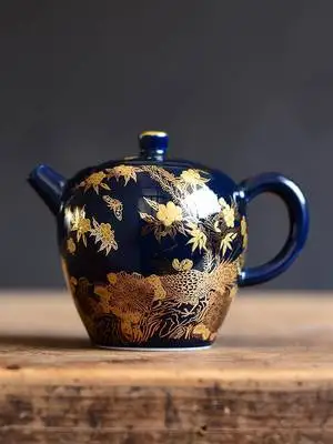 Индиго ручная роспись золотой чайник керамический бытовой кунг-фу Da Hong Pao черный чайный набор фильтр ручной работы аксессуары для чая Посуда