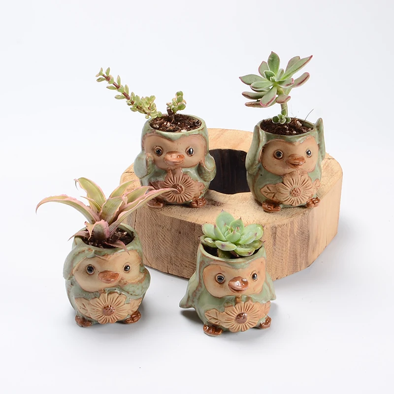 

4pcs/set Cartoon Pengui-shaped Flower Pot Succulent Pot Fleshy Planters Small Pottery Vase Home / Garden Pot