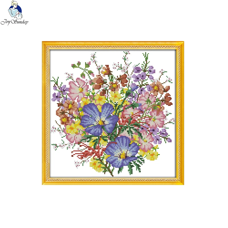 Joy Sunday дикий букет холст DMC 11ct 14ct Счетный китайский набор вышивки крестиком для вышивки домашнего декора