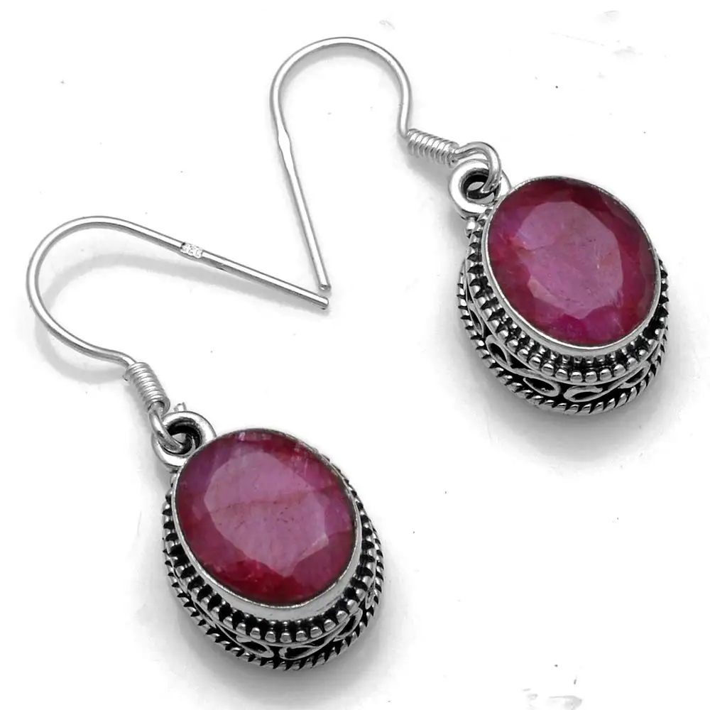 

Genuine Ruby 925 Sterling Silver Earrings, 31.9 mm, 2SE0502