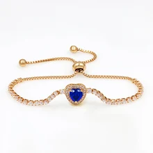 Высокое качество Голубое Сердце Циркон Кристалл Регулируемый CZ кубический цирконий браслеты для женщин или свадьбы