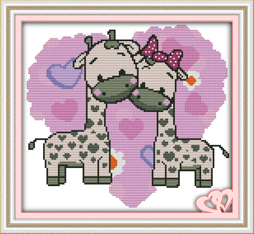 Everlasting Love The Giraffe Couples Ecological Cotton Cross Stitch 11CT And 14CT Printed DIY Gift Christmas For Home New Year | Дом и сад