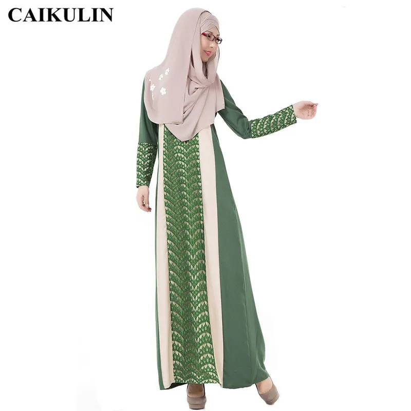 

2020 Wholesale Fashion Lace muslim dress women moroccan dresses muslim abaya turkish hijab islamic clothing robe dubai Green