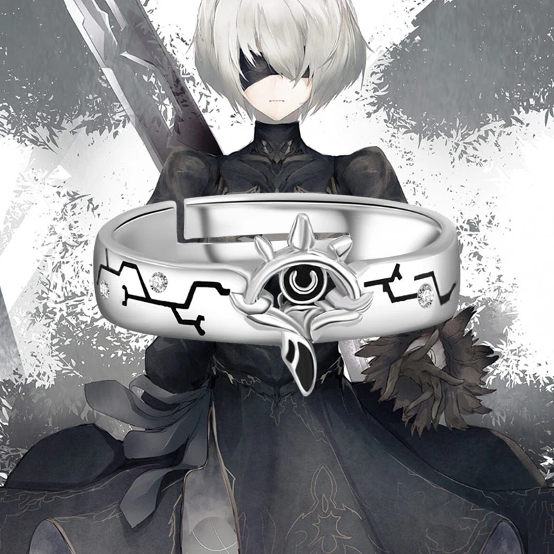 Аниме игра NieR:Automata YoRHa № 2 Тип B 2B 925 Серебряное кольцо с кулоном Косплей новый