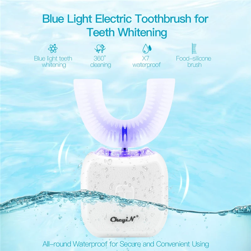 

USB Electric Sonic Toothbrush U Type Tooth Brush 360 Degrees Silicone Teeth Brush Oral Cleaner Massage Whitening Blue Light