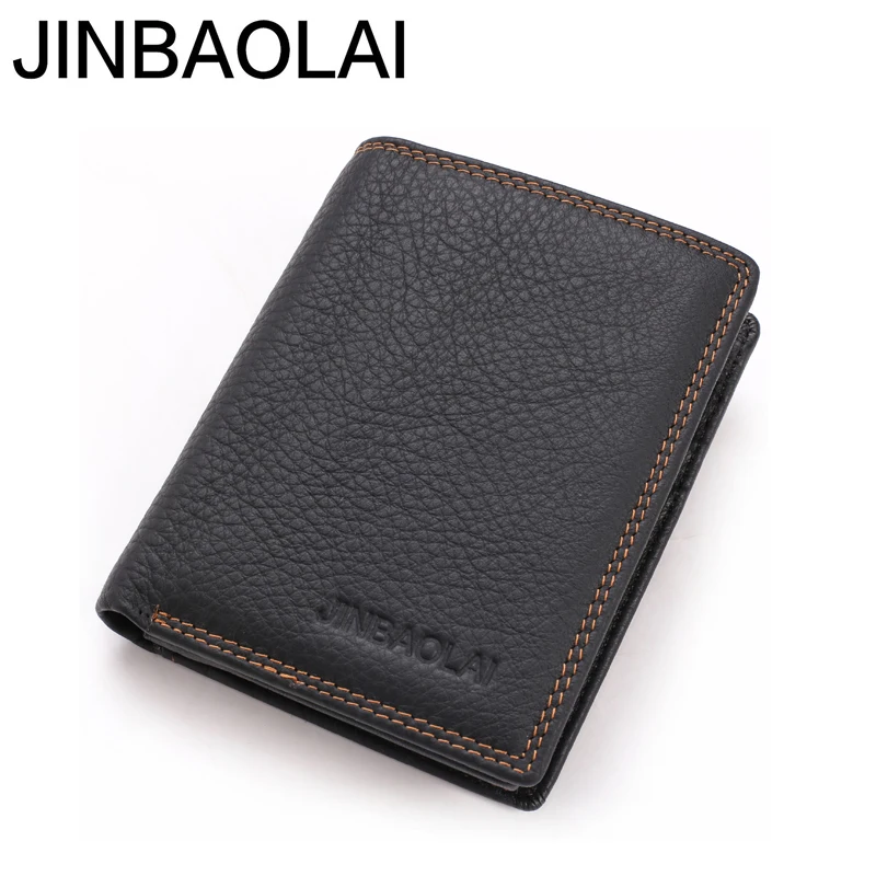 

JINBAOLAI boutique new top layer leather wallet multi-function large capacity vertical multi-card men's leather wallet