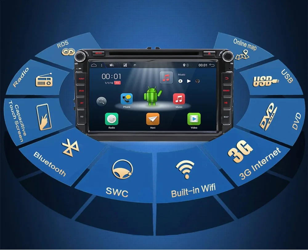 Top Octa Core Autoradio 2 din 8" Android 8.1 Car DVD radio player for VW/Golf/Passat/POLO/Tiguan/Skoda/Fabia GPS 3G wifi SWC BT 1