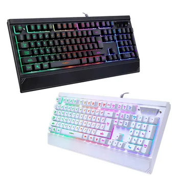 

Elisona 104 Keys USB Wired Colorful Backlight Gaming Keyboard Keypad Key Board with Wrist Rest for Computer Desktop Laptop