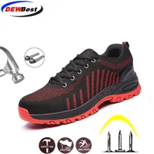 DEWBEST Lightweight Breathable Men Safety Shoes Steel Toe Work Shoes For Men Anti-smashing Construction Sneaker With Reflective