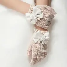 Милые детские перчатки с бантом; красивые кружевные перчатки для девочек; Детские сетчатые перчатки; R014