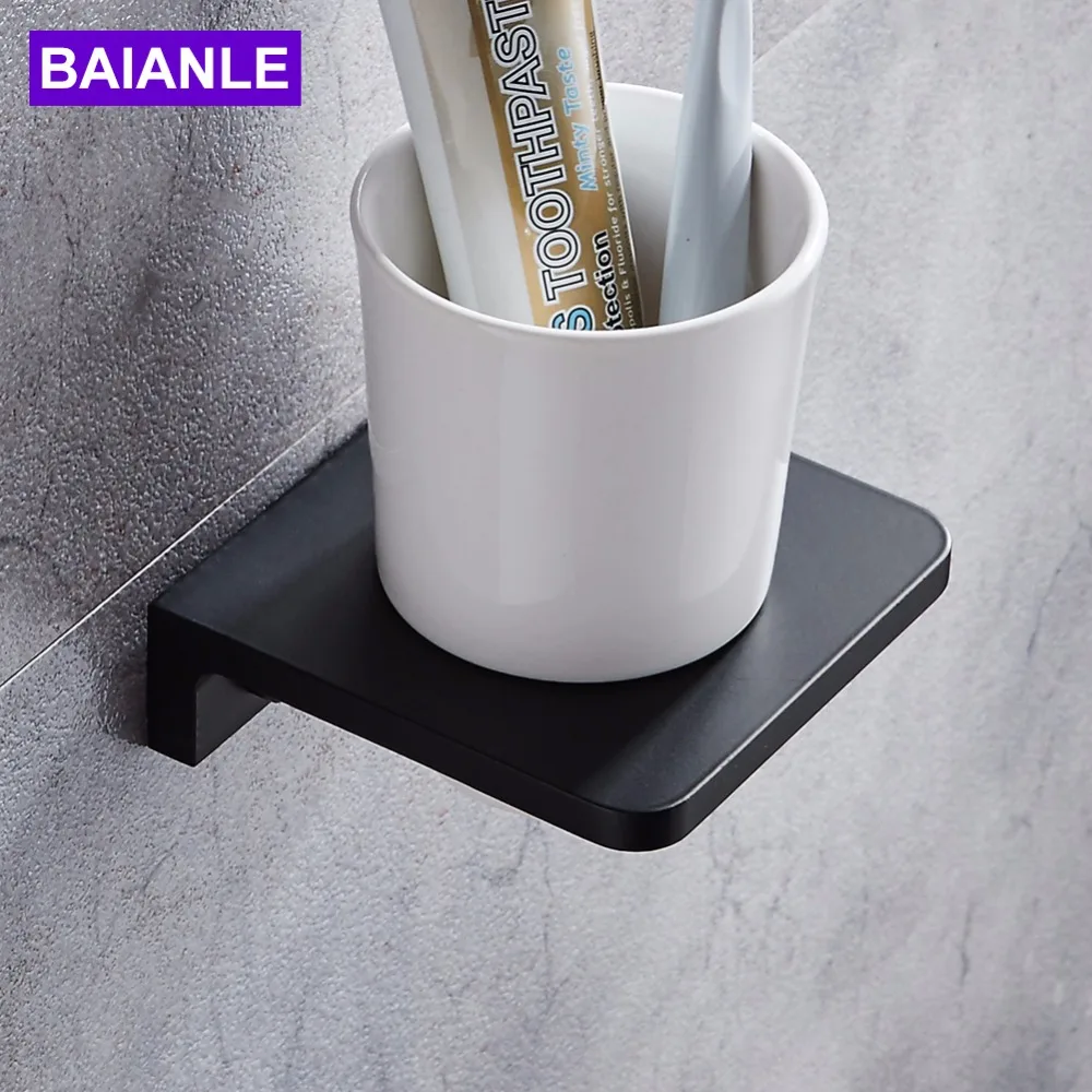 

Black Space Aluminum Toothbrush Holder Cup Tumbler Wall Mounted Bathroom Accessories