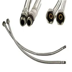 2 Pcs 19.7 Inch (500mm) Braided Stainless Steel Faucet Hot & Cold Water Supply Line Hose 1/2
