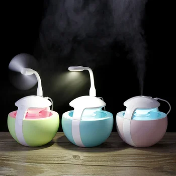 

450ml USB Ultrasonic Humidifier Home Office Mini Aroma Diffuser Air Purifier Colorful LED Night Light Mini Fan Air Humidifier