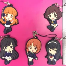 5 шт./лот для девочек и PANZER Keychian Nishizumi Miho saori takebe yukari akiyama Reizei Mako Nishizumi резиновый ремешок для мобильного телефона