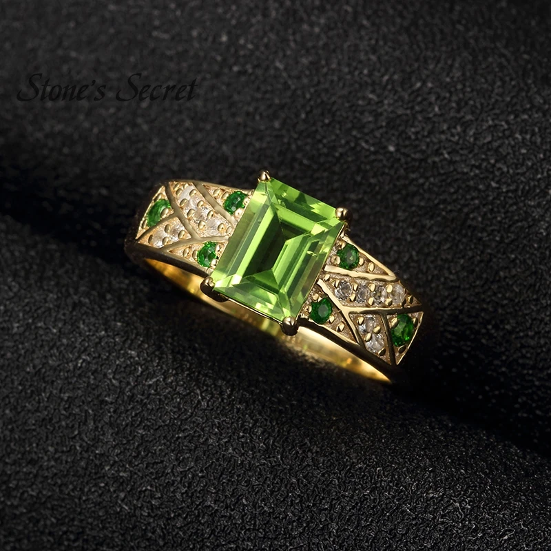 1 82ctw Маньчжурский перидот хромированный диопсид и белый топаз 18k золото кольцо из