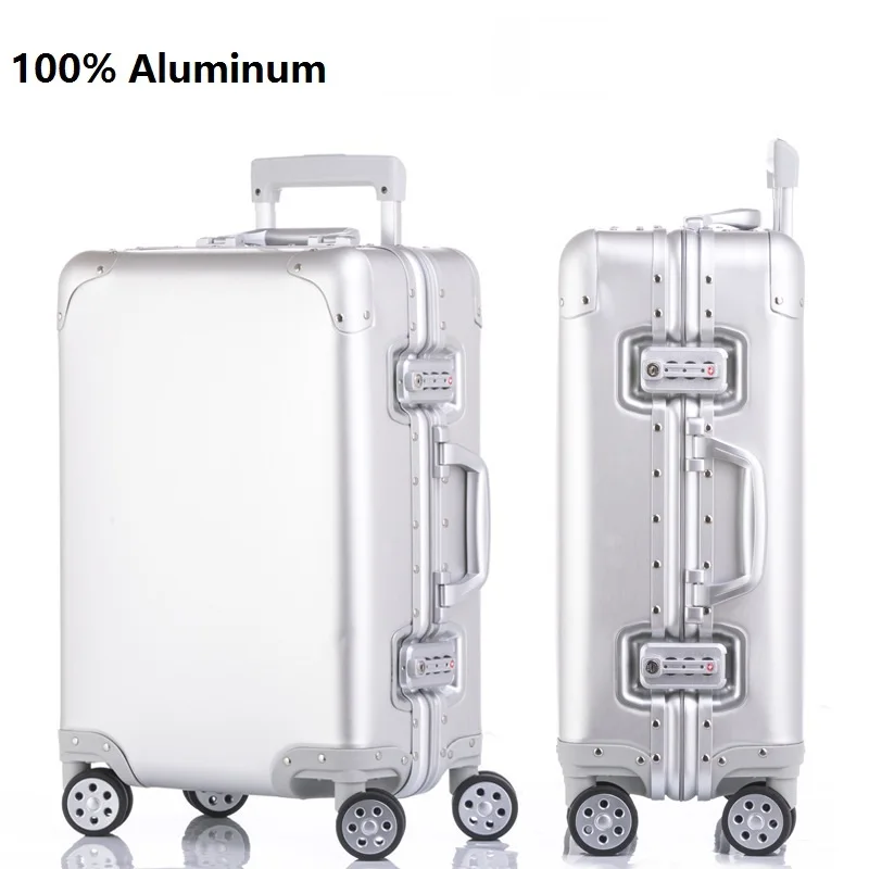 Smooth custom print 100% aluminum suitcase spinner Carry on Cabin Trolley bag 100 aluminium ...