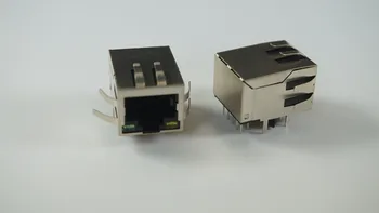 

RJ45 module jack Tab down 1 Port Shielded EMI Finger Magnetics Green Yellow LED Right Angle Through Hole 10/100/1000 Base-T