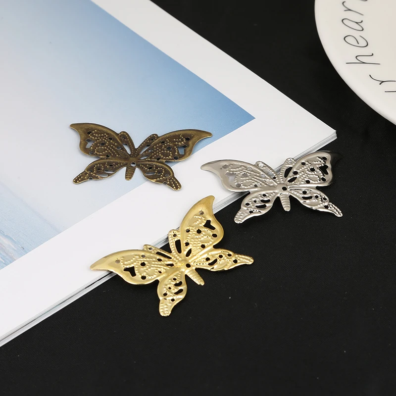 

10pcs 42*26mm Gold/Bronze/Rhodium Plated Butterfly Flower Filigree Wraps Connectors For Jewelry Making DIY Charms Pendants
