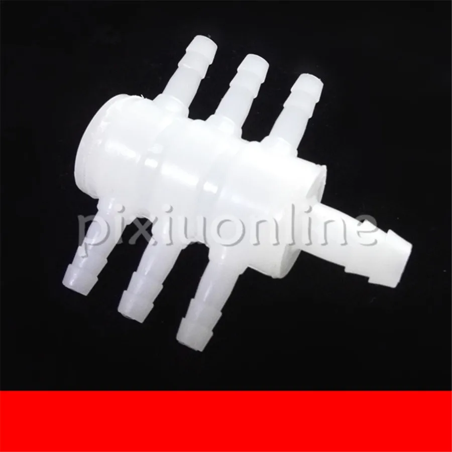 

K926b White Plastic 8mm Single-way 4.8mm 6ways Air Pump Silicone Tubing Cross Joints Free Shipping Russia