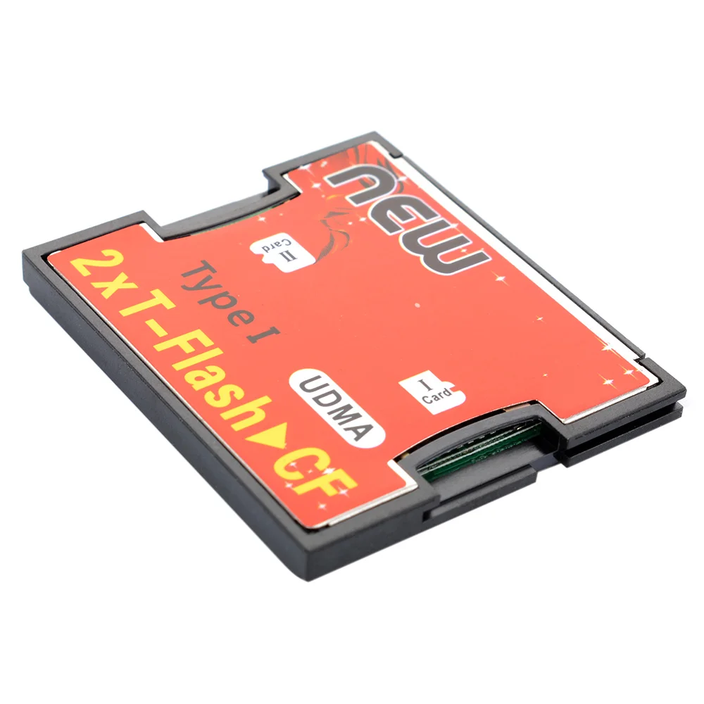 Новые полезные 2 Порты TF для SDHC К Тип I 1 компактной флэш-карты CF чтения адаптер Пластик офис Красного компактный горячей